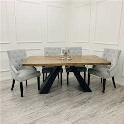 Alvea 1.8m Dining Set with Bentley Chairs Light Grey