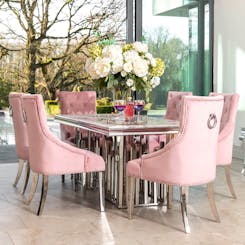 Fleur Grey Marble Dining Set with Annabelle Chairs