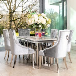 Fleur Grey Marble Dining Set with Annabelle Chairs