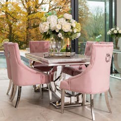 Arianna Grey Marble Dining Set with Chairs