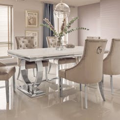 Arianna Grey Marble Dining Set with Cheshire Chairs
