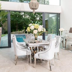 Arturo Grey Marble Dining Set with Annabelle Chairs