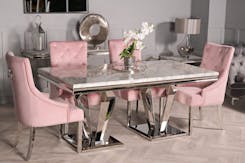 Arturo Grey Marble Dining Set with Annabelle Chairs