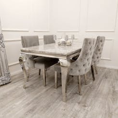 Louis Marble Dining Set with Kensington Light Grey Chairs