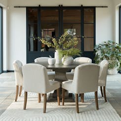 Lucia Round Dining Table with 4 or 6 Compton Boucle Chairs