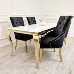 Louis Marble Dining Set with Gold Legs