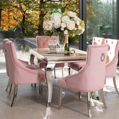 Louis Cream Marble Dining Set with Cheshire Chairs