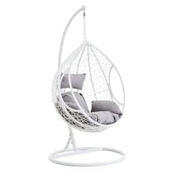 Santorini White Hanging Egg Chair with Cut Out Sides