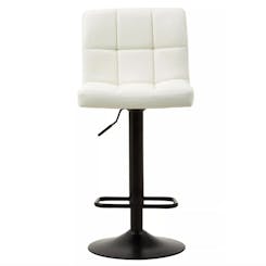 Baina Black Leather Effect Quilted Bar Stool