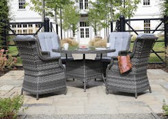 St Tropez Rattan 4 Seat Dining Set with Round Table in Grey