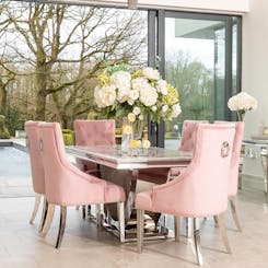 Denver Marble Dining Set with Annabelle Chairs