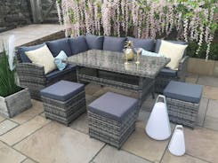 Harper Rattan Outdoor Corner Sofa Set with Dining Table