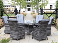 St Tropez Rattan 6 Seat Dining Set with Round Table in Grey