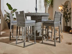 Monte Carlo Rattan Bar Set with Ice Bucket & 6 Stackable Stools