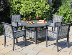 Stockholm Outdoor Rattan and Aluminium 4 Seat Dining Set