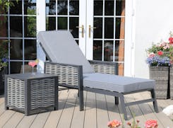 Stockholm Outdoor Rattan and Aluminium Sun Lounger and Table