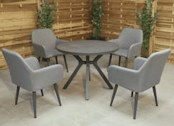 Aria Outdoor Fabric 4 Seat Round Dining Set