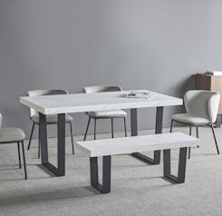 Mmilo Dannis Dining Table with Marble Effect