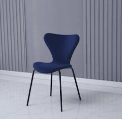 Modern Velvet Navy Blue Stackable Dining Chair x 2