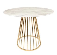 White Liverpool Marble Table with Golden Chrome Legs 100cm