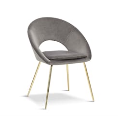 Grey Open Back Dining Chair With Gold Legs x 2