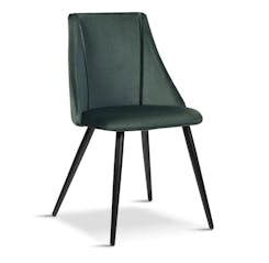 Lule Velvet Upholstered Velvet Dining Chair Deep Green with Black Legs x 2