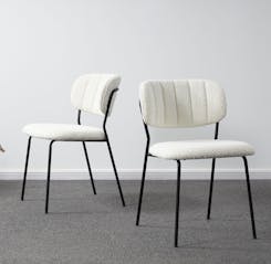 CAROL White Bouclé Dining Chair x 2