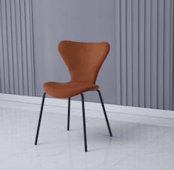 Modern Velvet Orange Stackable Dining Chair x 2