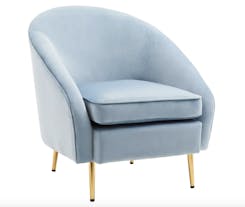 Yasmeen Aqua Blue Velvet Armchair