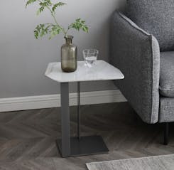Vincent White Sintered Stone Side Table