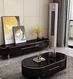 Black & Gold High Gloss TV Unit