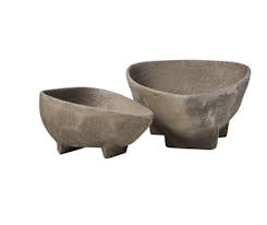 Deriva Set Of 2 Textured Grey Bowls