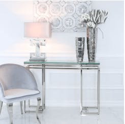 Meridian Glass And Stainless Steel Console Table