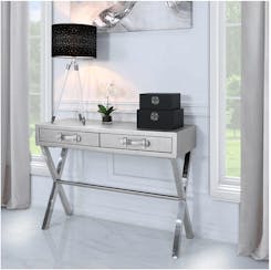 Silver Faux Snakeskin 2 Drawer Console Table