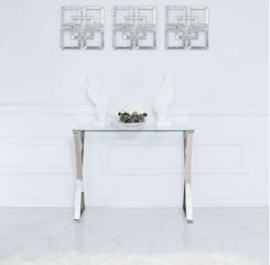 Taylor Glass and Stainless Steel Cross Frame Desk