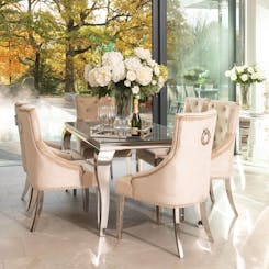 Caitlin Grey Glass Dining Table with Annabelle Chairs