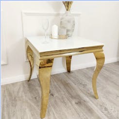 Gold Louis Lamp Table with Glass Top