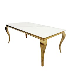 Louis Dining Table Gold with White Glass Tops